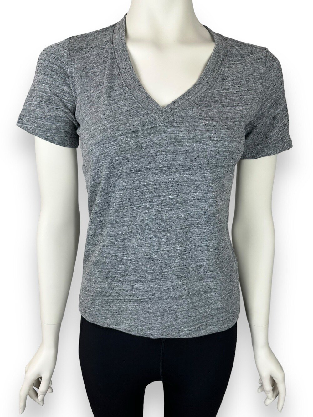 Marine Layer V Neck T-Shirt Women's XS Heather Gray Short Sleeve Cotton Top